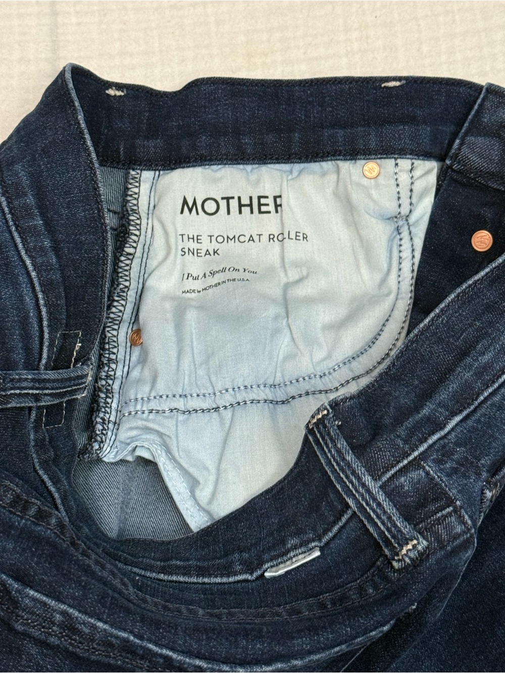 Mother Denim The Tomcat Roller Sneak Wide Leg Jeans Womens Size 32 Dark Wash - Picture 4 of 9